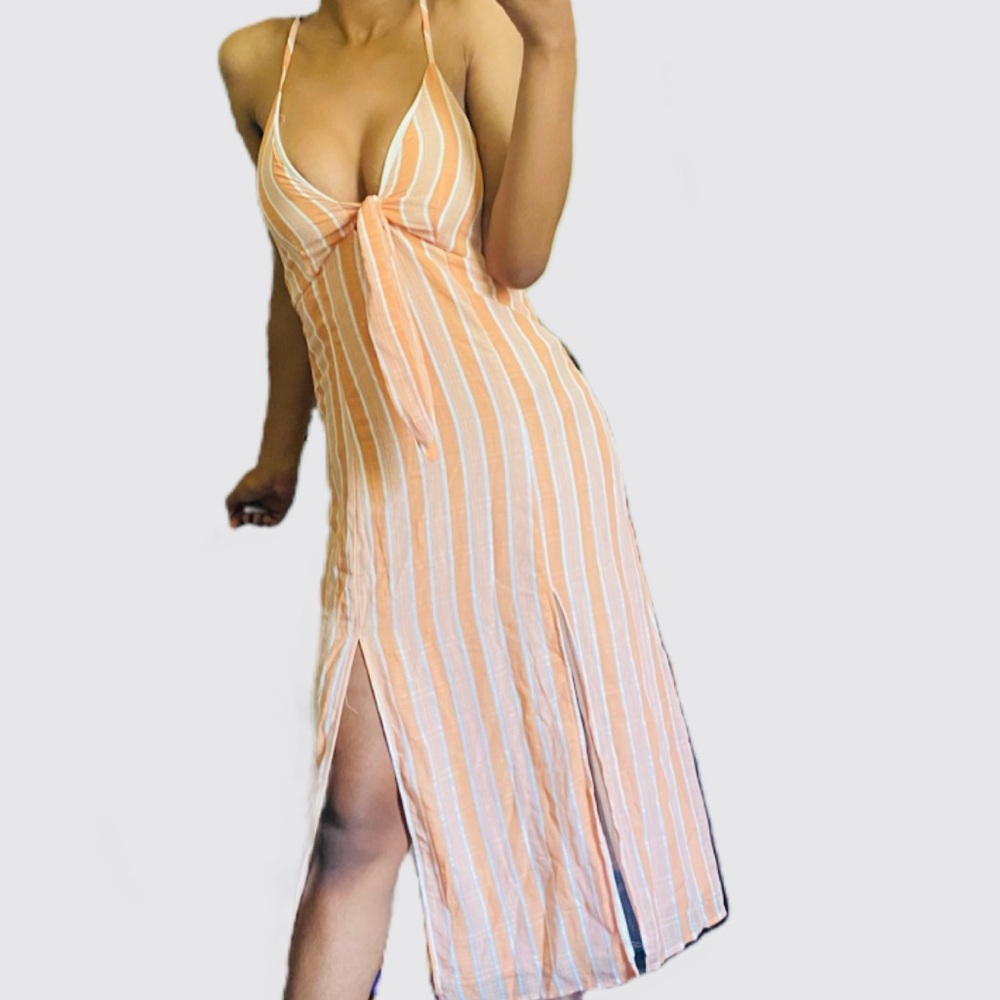 Tie Front Striped Sun Dress